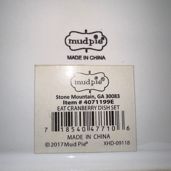 Mudpie Eat Drink and Be Berry Ceramic Rectangle Double Handle Tray 12" x 3.5" - Picture 7 of 8